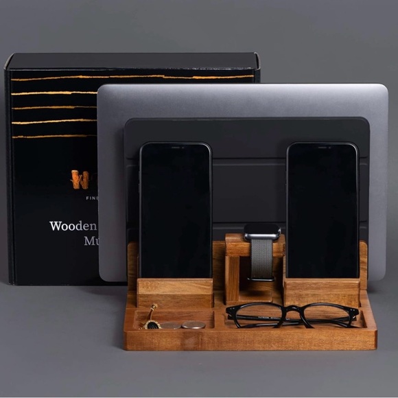 Wutcrft Wood Charging Station for Multiple Devices like Phone Watch Tablet etc - Picture 4 of 13